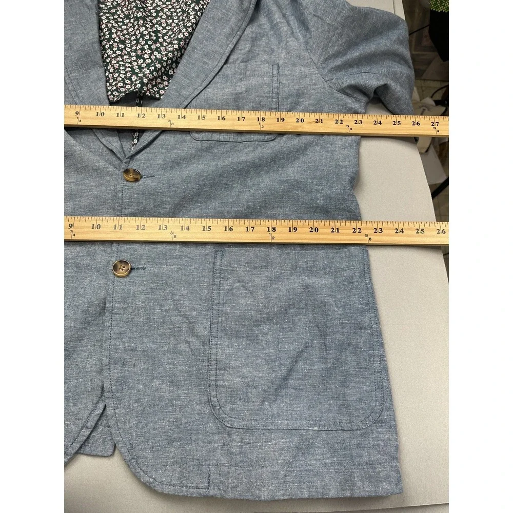 Goodfellow & Co Men's L Blue Chambray Linen Blend Blazer Sport Coat Jacket‎